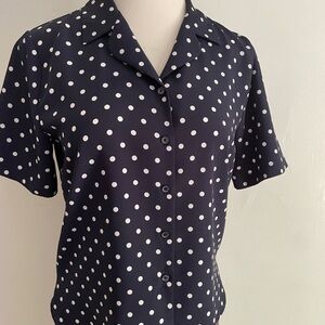 Liz Baker Blue Short Sleeve Button Down Blouse